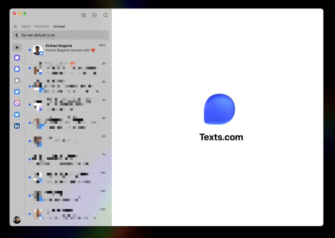 Screenshot of the texts.com dashboard