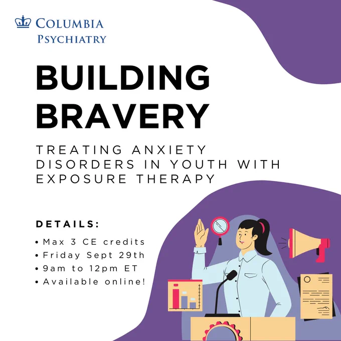 A text graphic promoting an event called Building Bravery with a graphic of a person raising their hand.