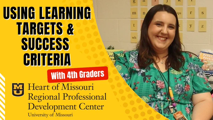 Thumbnail with a picture of Alissa and the title of the video "Using Learning Targets & Success Criteria With 4th Graders".