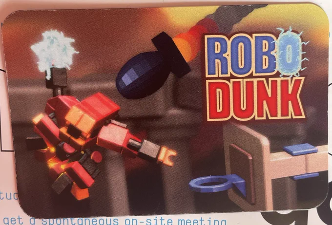 RoboDunk Indie game business card.
