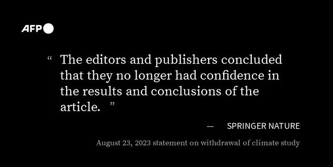 "The Editors and publishers concluded that they no longer had confidence in the results and conclusions of the article," Springer Nature told AFP on August 23, 2023