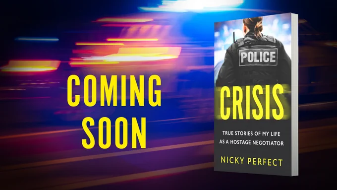 Image shows the cover of Crisis by Nicky Perfect. The text to the right reads 'COMING SOON'