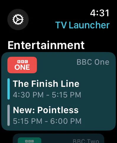 TV Launcher Apple Watch app home view