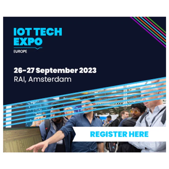 The banner describes: Arriving next month: The IoT Tech Expo Europe from 26-27 Sept http://bit.ly/3jn59V9.

Attend @iottechexpo, benefiting from:
~ 6 co-located events
~ 5,000  attendees
~  150  speakers
~ & 76% director-level attendees across 2 days

#ad #IoTTechExpo #IoT #IIoT #5G #AI #BigData