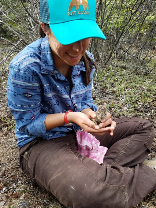 A picture of Sarah Westrick and her research species model.