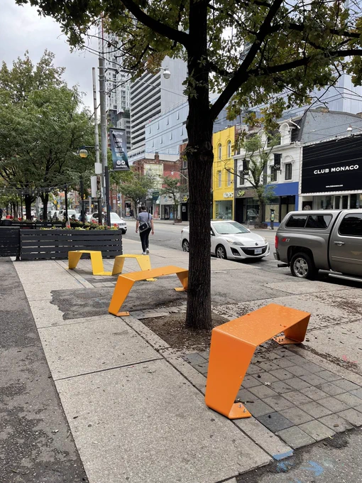 Photo of colourful street furniture