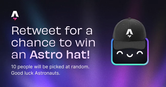 Retweet for a chance to win an Astro hat! 10 people will be picked at random. Good luck Astronauts.