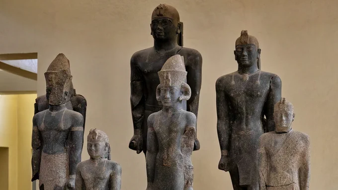 Statues of pharaohs of the Nubian 25th Dynasty of Egypt