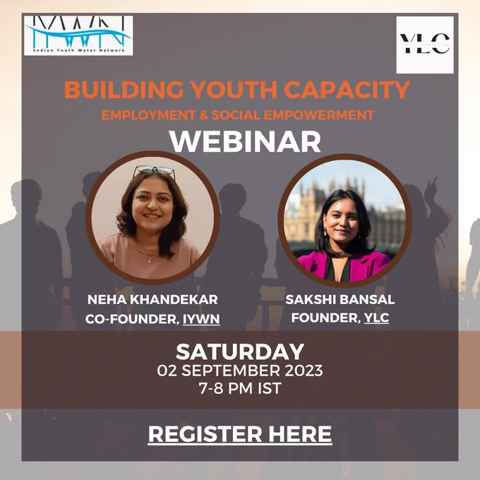 Youth are increasingly demanding more just, equitable and progressive opportunities and solutions in their societies. Youth can be a positive force for driving change when provided with the right set of knowledge and opportunities they need to thrive. 

Join Sakshi Bansal (co-founder, YLC https://sakshibansal.com/ ) and Neha Khandekar (co-founder, IYWN https://sites.google.com/view/indianyouthwaternetwork/about-iywn?authuser=0 ) as they discuss the challenges of navigating the systems, barriers faced by young professionals and potential ways to tackle the challenges such as access to education and employment opportunities, job market, existing systems etc from their own experiences

Please register here  - https://docs.google.com/forms/d/1nHw58_L7x9DK_ig3a9Xf7fxOszEKFEqHA6LOph8hOI4/edit#responses