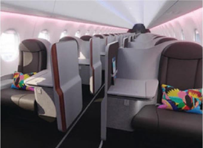 Rendering of aisle-class 1-1 interior of BermudAir's E175s; this config is scheduled to debut on 1 November.