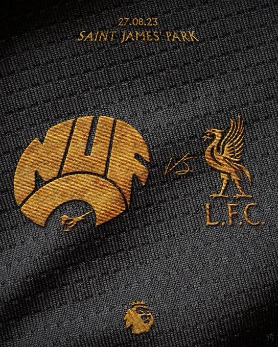 Visuel de football visant à promouvoir la rencontre de premier league entre Newcastle et Liverpool