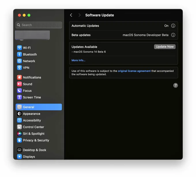 macOS Sonoma Beta 6 