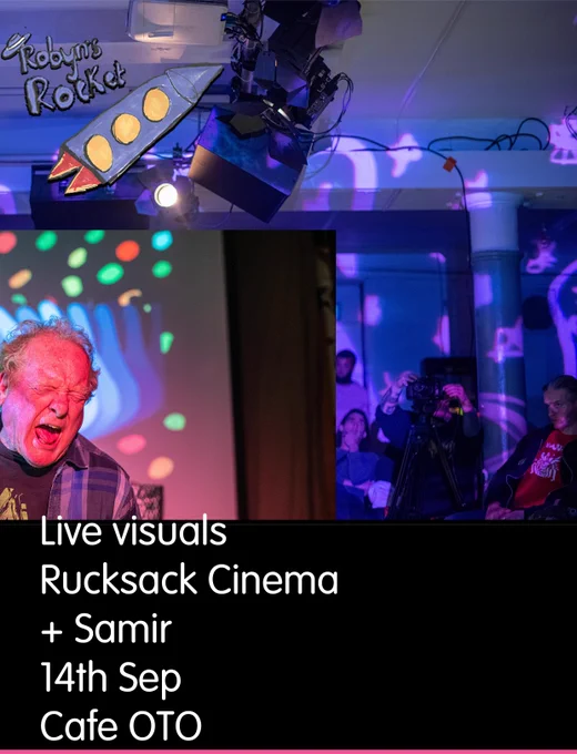 brightly covered patterns at gigs, Live Visuals Rucksack Cinema   Samir