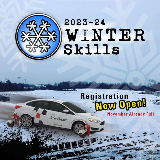 Graphic promoting the DriveTeam 4-Hour Winter Skills Clinic in Ohio, emphasizing its uniqueness and focus on teaching teens the essential skills for safe winter driving.
