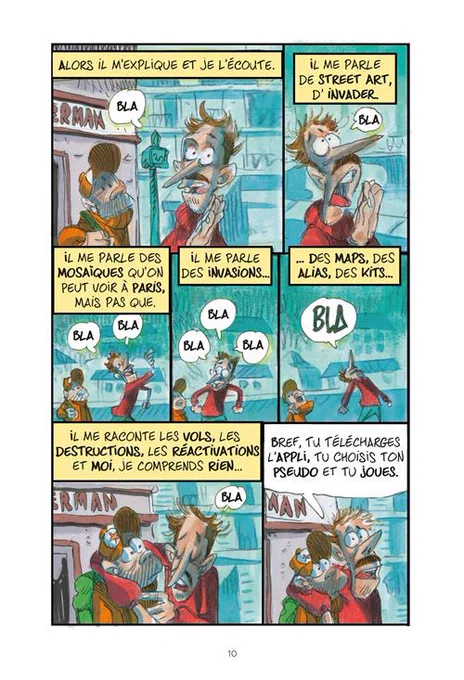 Une des premières pages de la BD, un copain de l’auteur lui explique le jeu
