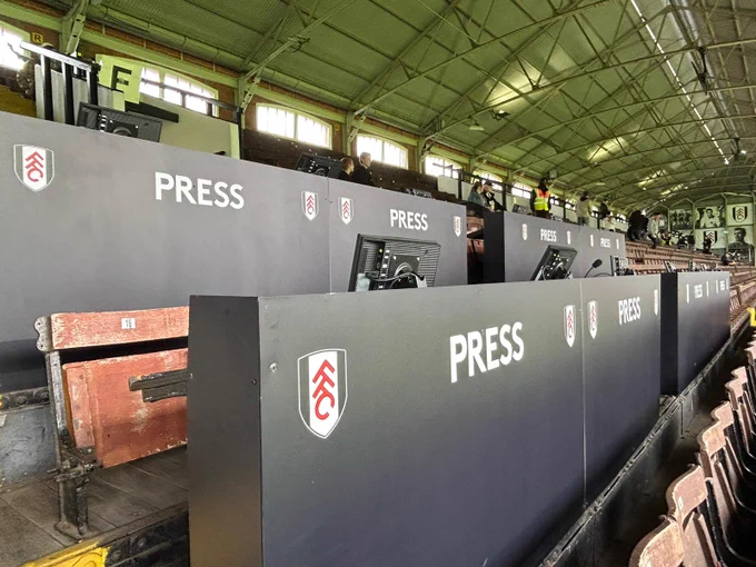 Picture of the press area inside Craven Cottage 
