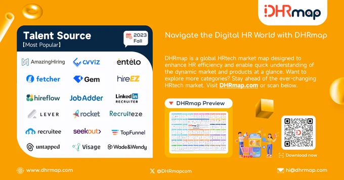🌟 Looking to supercharge your talent acquisition? Check out DHRmap's latest poster on the Talent Source category! Featuring top-notch platforms like @Gem_Software @seekouthq @JobAdder @hireez , @LinkedIn @fetcherai @AmazingHiring  @CVViZhrtech @Entelo  @hireflowai  @Lever @topfunnel  @recruitee  @recruiteze @wadeandwendy @joinuntapped    and Lever. Unlock the power of strategic sourcing and make your HR operations a breeze. Interested in joining this category? Reach out to us! Share to keep your HR network ahead of the curve! #TalentSource #HRtech #DHRmap #TalentAcquisition 