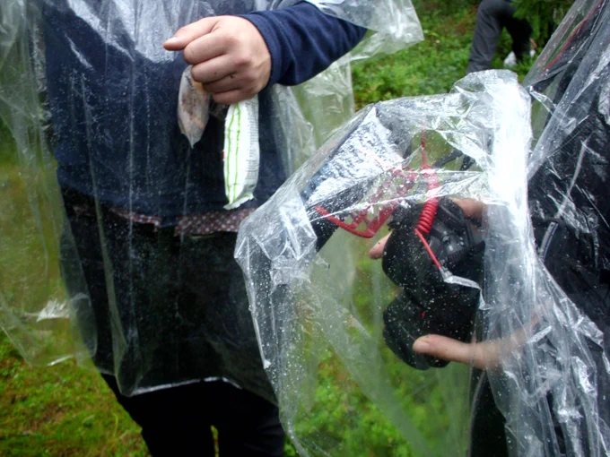 Rain-covers were required in the forest.