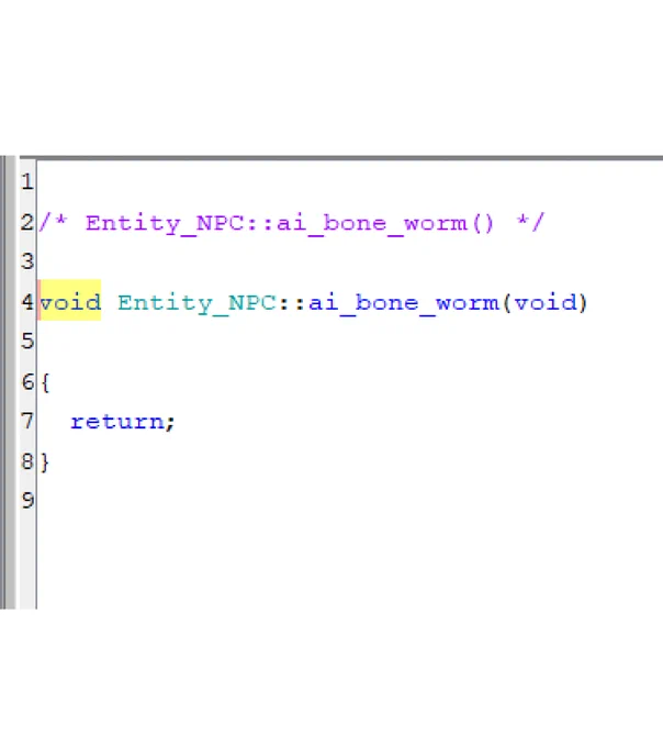 The code for the bone worm. 
There's not much code, it's pretty empty.