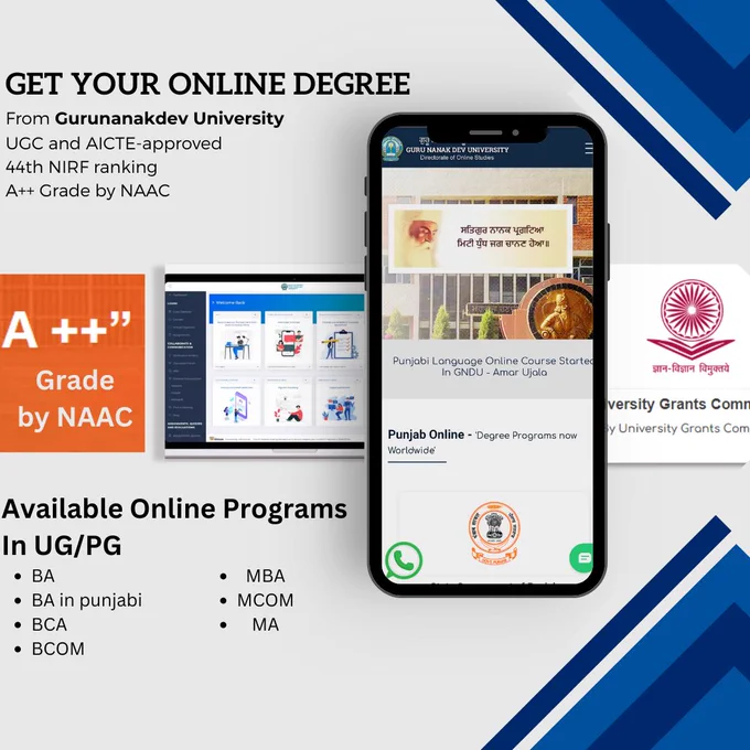 GNDU's online degrees are accredited by UGC and AICTE also recognized by top employers. Get the education you need to reach your full potential.

