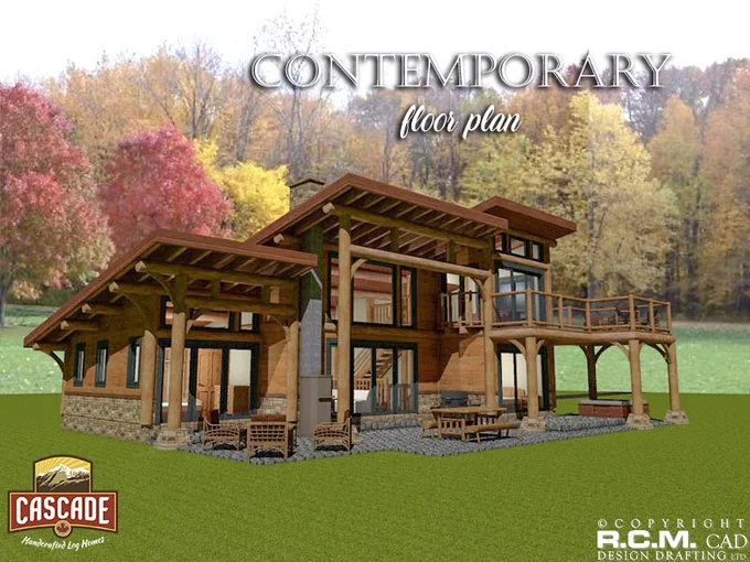 Our floor plan of the week is the 1228 Contemporary!

A beautiful modern cabin, designed to have an abundance of natural lighting and the ultimate indoor/outdoor living experience. 😍

1st Floor Plan – 1058 Sq. Ft. – Large covered patio for indoor/outdoor living. Sitting area, dining room, kitchen, 2 x bedrooms, 3 x bathrooms, laundry room, gorgeous covered portal and attached carport.
2nd Floor Plan – 170 Sq. Ft. – Large loft for extra bedroom / office space

Design: RCM Cad Design 
#loghomes #loghomedesign #loghomefloorplans #realloghomes #postandbeam #loghomelove #rustichome #loghomesofinstagram