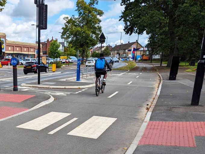 A person cycling on Binley cycleway