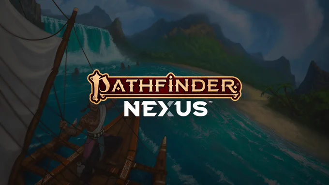 The Pathfinder NEXUS logo on a faded background of a Pacific Island-style sailing ship in tropical waters.