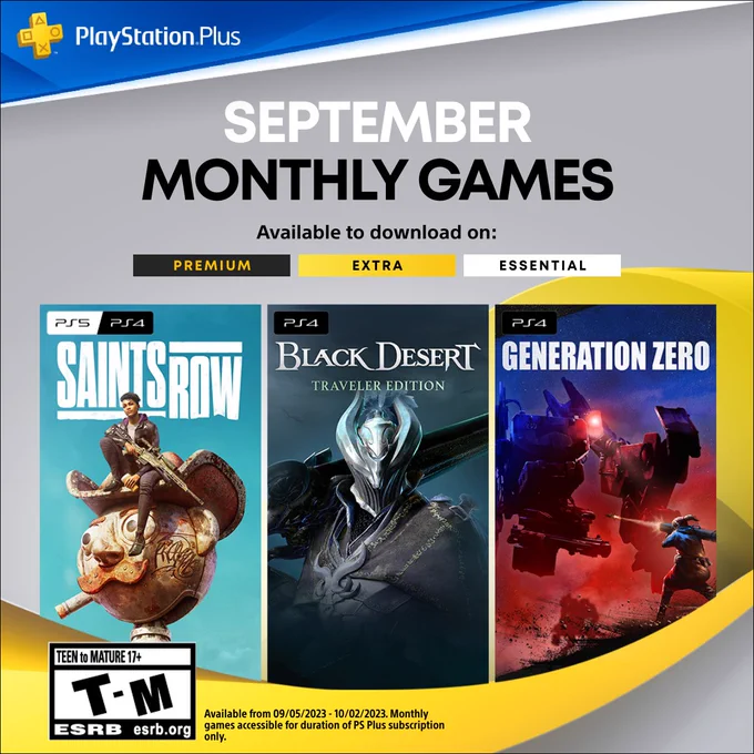 Available to download on: PlayStation Plus Premium, PlayStation Plus Extra and PlayStation Plus Essential. Available from 05/09/2023 – 02/10/2023. Active PlayStation Plus membership required.