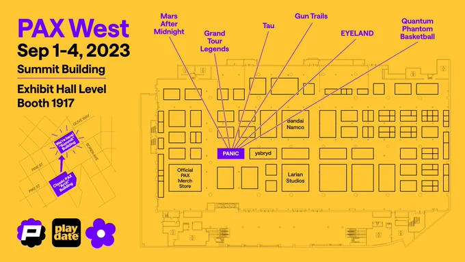 Playdate @ PAX West location 

Summit Building
Exhibit Hall Level
Booth 1917