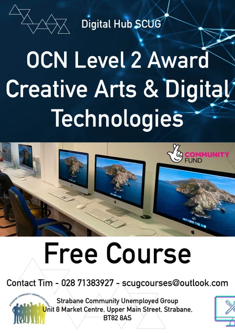 💠𝗣𝗿𝗲𝗽𝗮𝗿𝗶𝗻𝗴 𝗳𝗼𝗿 𝗮 𝗖𝗮𝗿𝗲𝗲𝗿 𝗼𝗿 𝗙𝘂𝗿𝘁𝗵𝗲𝗿 𝗦𝘁𝘂𝗱𝘆 𝗶𝗻 𝘁𝗵𝗲 𝗖𝗿𝗲𝗮𝘁𝗶𝘃𝗲 𝗜𝗻𝗱𝘂𝘀𝘁𝗿𝗶𝗲𝘀
💠𝗨𝘀𝗶𝗻𝗴 𝗦𝗼𝗰𝗶𝗮𝗹 𝗠𝗲𝗱𝗶𝗮 𝘁𝗼 𝗠𝗮𝗿𝗸𝗲𝘁 𝗮𝗻𝗱 𝗣𝗿𝗼𝗺𝗼𝘁𝗲 𝗘𝘃𝗲𝗻𝘁𝘀, 𝗣𝗿𝗼𝗱𝘂𝗰𝘁𝘀 𝗮𝗻𝗱 𝗦𝗲𝗿𝘃𝗶𝗰𝗲𝘀
💠𝗣𝗿𝗲𝗽𝗮𝗿𝗶𝗻𝗴 𝗳𝗼𝗿 𝗮 𝗖𝗮𝗿𝗲𝗲𝗿 𝗼𝗿 𝗙𝘂𝗿𝘁𝗵𝗲𝗿 𝗦𝘁𝘂𝗱𝘆 𝗶𝗻 𝘁𝗵𝗲 𝗖𝗿𝗲𝗮𝘁𝗶𝘃𝗲 𝗜𝗻𝗱𝘂𝘀𝘁𝗿𝗶𝗲𝘀
💠𝗨𝘀𝗶𝗻𝗴 𝗦𝗼𝗰𝗶𝗮𝗹 𝗠𝗲𝗱𝗶𝗮 𝘁𝗼 𝗠𝗮𝗿𝗸𝗲𝘁 𝗮𝗻𝗱 𝗣𝗿𝗼𝗺𝗼𝘁𝗲 𝗘𝘃𝗲𝗻𝘁𝘀, 𝗣𝗿𝗼𝗱𝘂𝗰𝘁𝘀 𝗮𝗻𝗱 𝗦𝗲𝗿𝘃𝗶𝗰𝗲𝘀
✔𝐃𝐮𝐫𝐚𝐭𝐢𝐨𝐧: 3 𝗵𝗼𝘂𝗿𝘀 𝗲𝗮𝗰𝗵 𝘄𝗲𝗲𝗸 𝗳𝗼𝗿 16 𝗪𝗲𝗲𝗸𝘀 
✔𝐋𝐨𝐜𝐚𝐭𝐢𝐨𝐧: 𝗦𝘁𝗿𝗮𝗯𝗮𝗻𝗲 𝗖𝗼𝗺𝗺𝘂𝗻𝗶𝘁𝘆 𝗨𝗻𝗲𝗺𝗽𝗹𝗼𝘆𝗲𝗱 𝗚𝗿𝗼𝘂𝗽, 𝐔𝐧𝐢𝐭 𝟖, 𝐌𝐚𝐫𝐤𝐞𝐭 𝐂𝐞𝐧𝐭𝐫𝐞, 𝐔𝐩𝐩𝐞𝐫 𝐌𝐚𝐢𝐧 𝐒𝐭𝐫𝐞𝐞𝐭, 𝐒𝐭𝐫𝐚𝐛𝐚𝐧𝐞, 𝗕𝗧𝟴𝟮 𝟴𝗔𝗦
𝓔𝓷𝓻𝓸𝓵𝓵 𝓫𝔂 𝓟𝐡𝐨𝐧𝓲𝓷𝓰 𝟎𝟐𝟖𝟕𝟏 𝟑𝟖𝟑𝟗𝟐𝟕