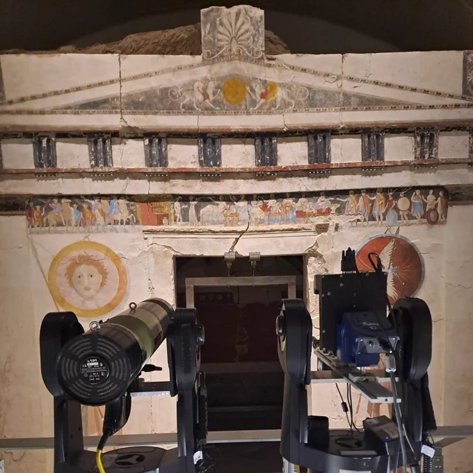 PRISMS analysis at the Macedonian tomb in Agios Athanasios, Thessoloniki. Courtesy of the Hellenic Ministry of Culture. 