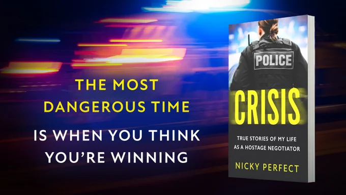 Image shows the cover of Crisis. To the left the text reads 'The most dangerous time is when you think you're winning'.