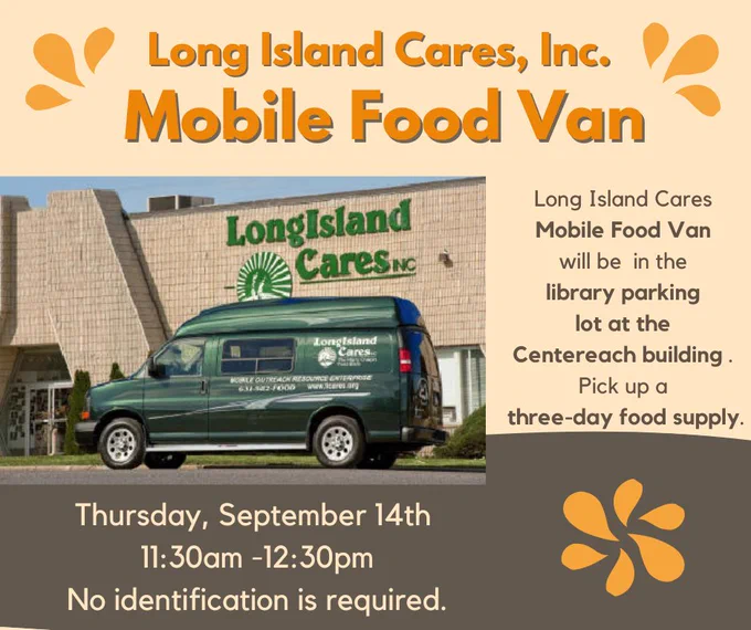 Photo of Long Island Cares Inc. mobile food van. Text is in post caption.