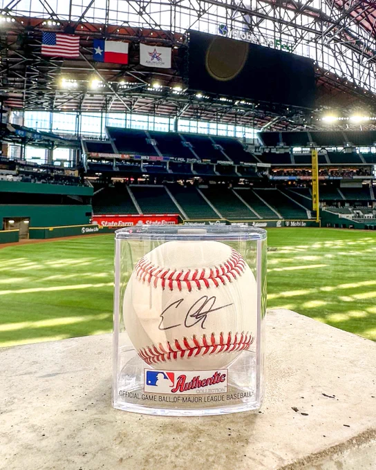 Evan Carter signed baseball.