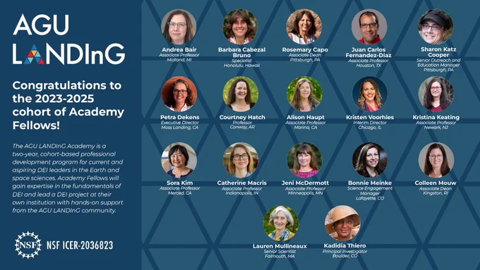 The AGU LANDInG Academy is a two-year, cohort-based professional development program for current and aspiring DEI leaders in the Earth and space sciences. Academy Fellows will gain expertise in the fundamentals of DEI and lead a DEI project at their own institution with hands-on support from the AGU LANDInG community. 
