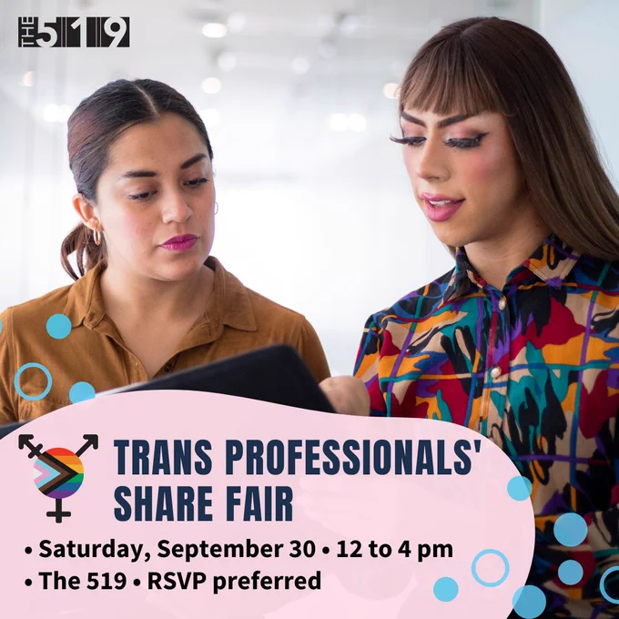Flyer of event. Two people networking with each other.