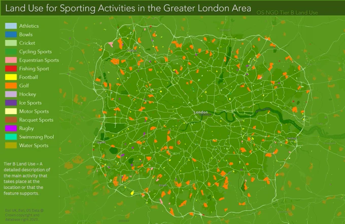 Land use for sport distribution in greater london map