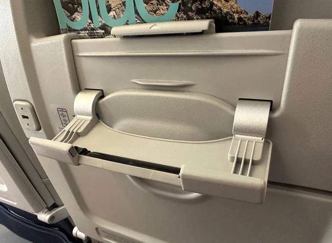 Close up of the seatback device holder to enable passengers to watch their own content or avail of the airline's inflight entertainment and connectivity solution.