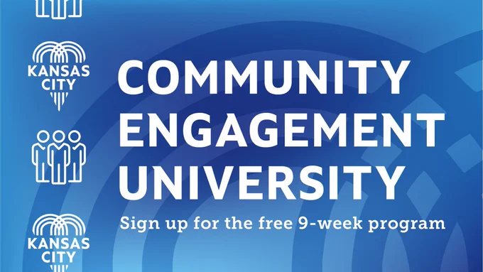 Graphic reads: Community Engagement University - Sign up for the free 9-week program.