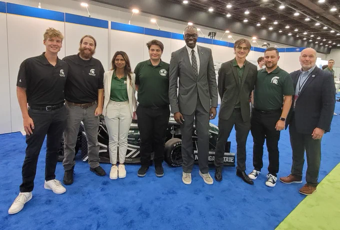 Thomas Gilbert, Jackson Rayer, Prerana Gunda, Cameron Hesano, Lt. Governor Garlin Gilchrist II, Ryan Qualley, Judd Herzer and David Bertram.