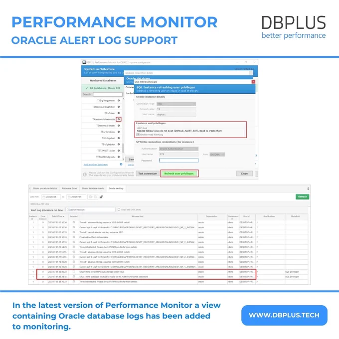 New functionality in DBPLUS PERFORMANCE MONITOR - Oracle Alert Log viewer.
