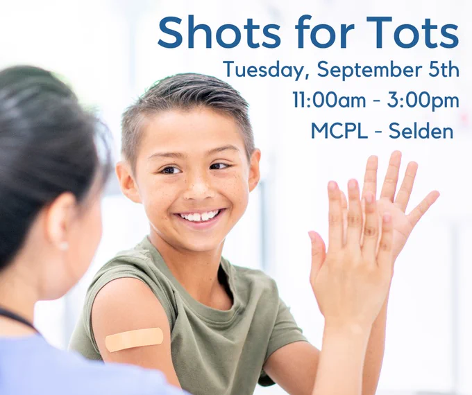 Child who has just received immunizations smiling and giving a high five to the health provider. All text in post caption.