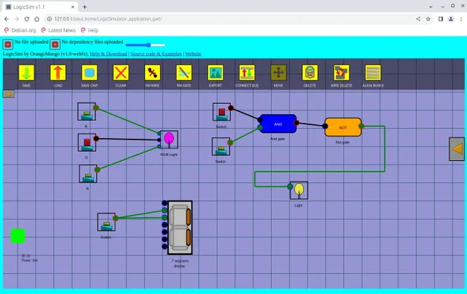 LogicSimulator 1.1 running in a browser