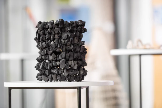 Sculpture developed by Steph Tudor representing a carbon sieve