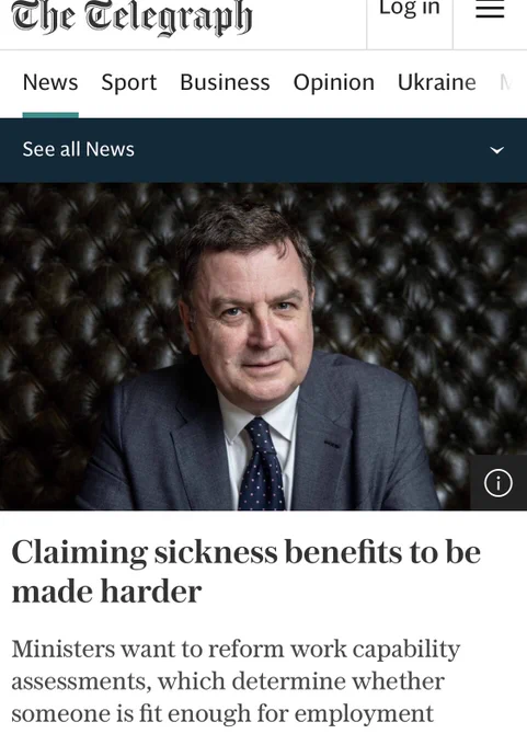 Claiming sickness benefits to be made harder
Ministers want to reform work capability assessments, which determine whether someone is fit enough for employment