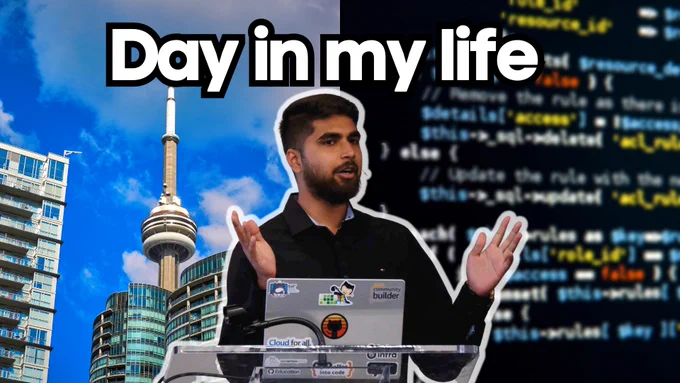 YouTube Thumbnail - Day in the life of a Developer at a Conference | Canada edition