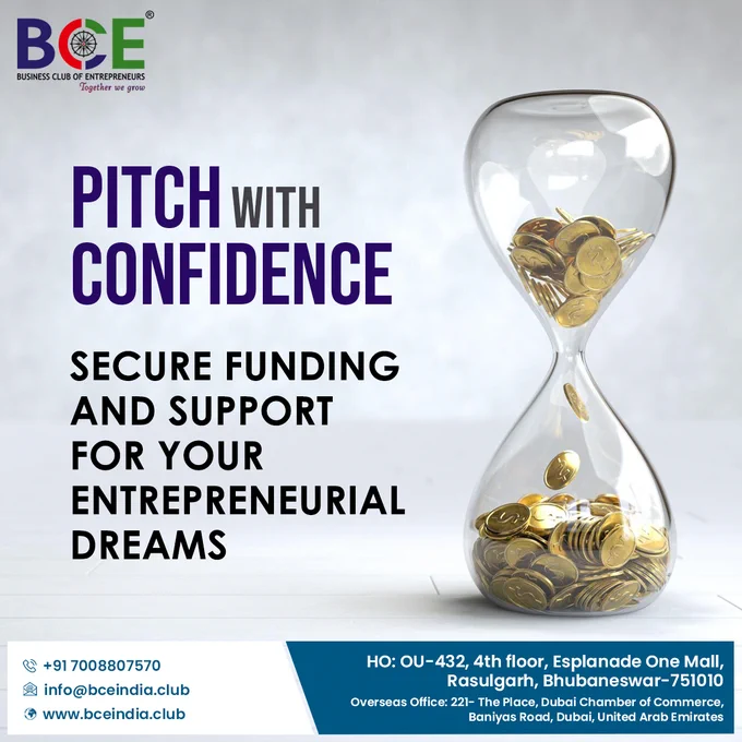Join BCE and unlock the path to securing funding, support, and connections that can turn your entrepreneurial dreams into reality. We're here to empower your journey every step of the way. Your journey to success begins with "BCE".

For inquiries and to get involved, contact us at  91 7008807570 or info@bceindia.club or visit https://www.bceindia.club.

#BusinessClubOfEntrepreneurs #BCE #EntrepreneurialDreams #PitchWithConfidence #IgniteInnovation #FundingOpportunities #NetworkingForSuccess #EmpowerYourJourney