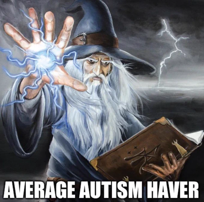 a wizard and the caption is ‘average autism haver’