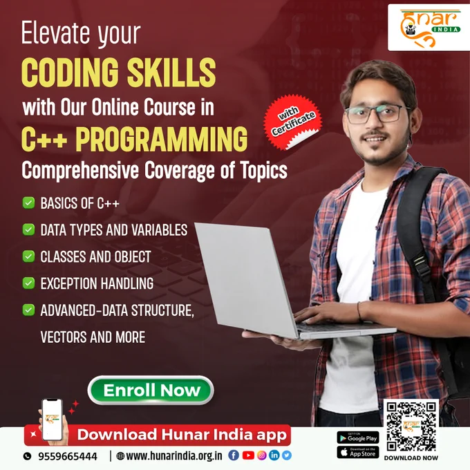 
Enhance your coding skills with our online course in C   Programming! Enroll Now. https://hunarindia.org.in/course/c-programming