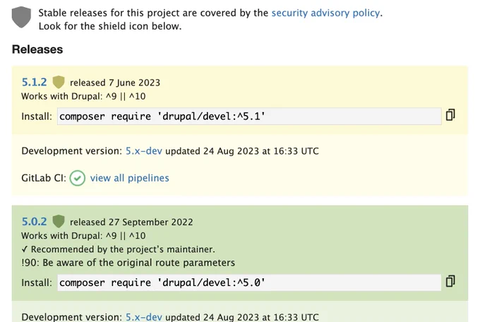 Gitlab CI results visible on Devel module project page